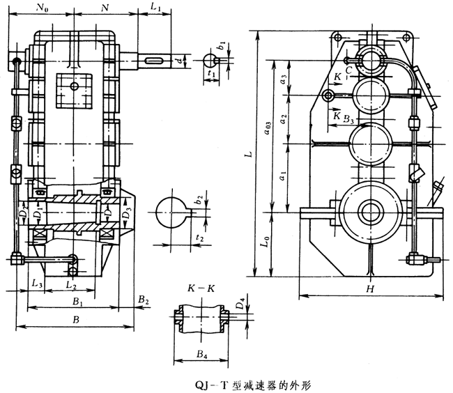 QJ-T型减速器的外形尺寸及安装尺寸(JB/T8905.4-1999)